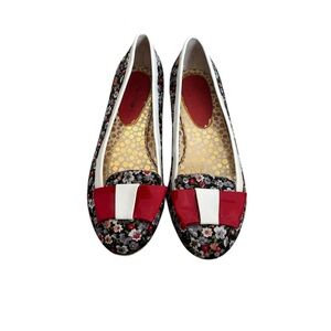 Poetic License Floral Flats with Red and White Accents